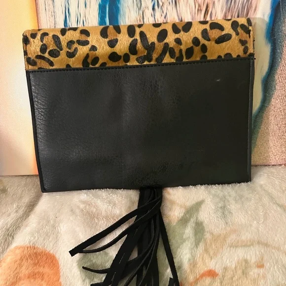 Leopard Print and Black Clutch Bag - Picture 3 of 7